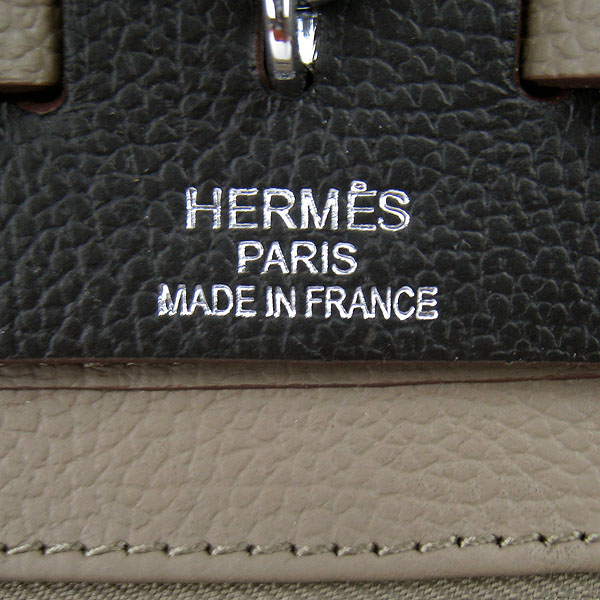 7A Replica Hermes Grey/Black Kelly 32cm Togo Leather Bag 60667 - Click Image to Close